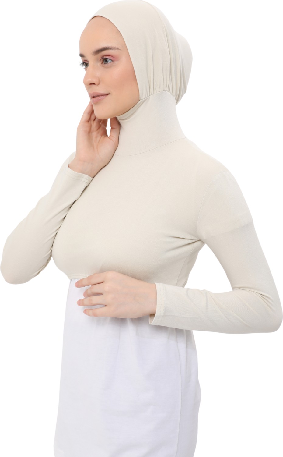 Altobeh Uzun Kollu Boyunluklu Boneli Yarım Body - Siyah