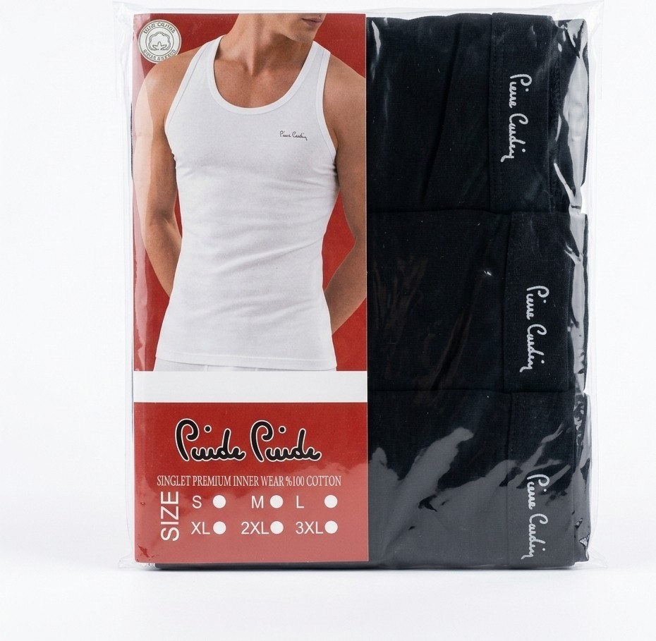 3'lü Erkek Premium Atlet %100 Pamuk Siyah Renk Set P