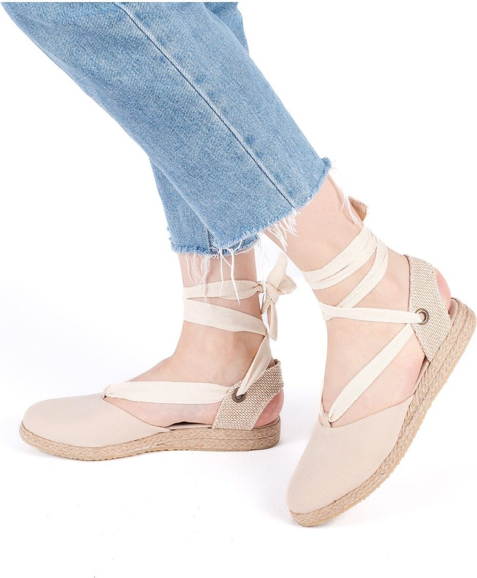 Star Tombis Gerçek Elişi Ipli Düz Topuk Keten Espadril Handmade