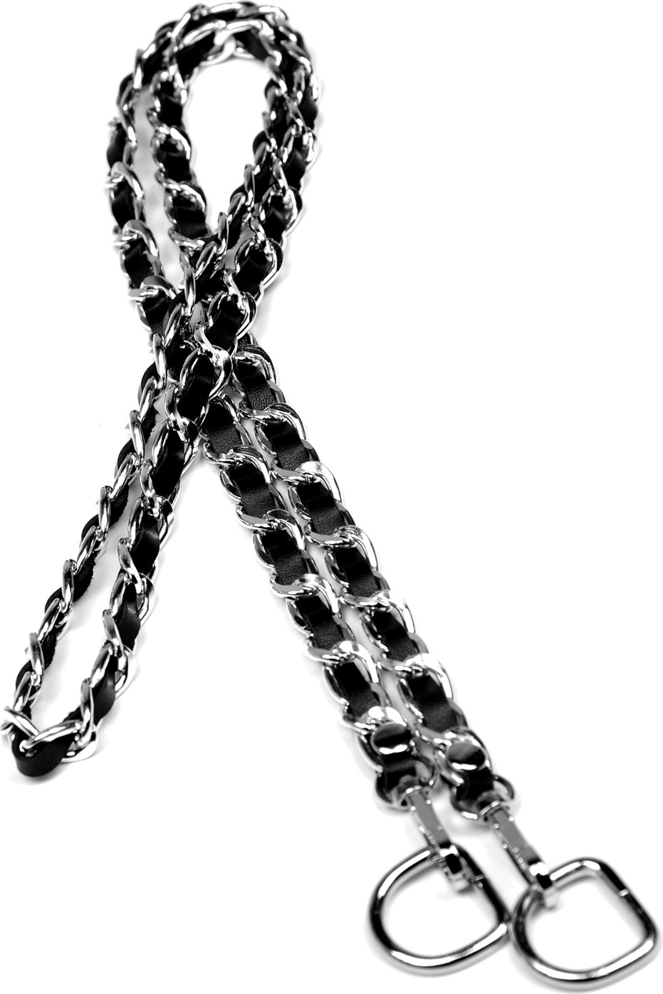 Nildenhobim Suni Derili Metal Çanta Zincir Seti Zincir Uzunluk 115 cm ( Gümüş Renk Zincir - Siyah Deri ) görsel 4