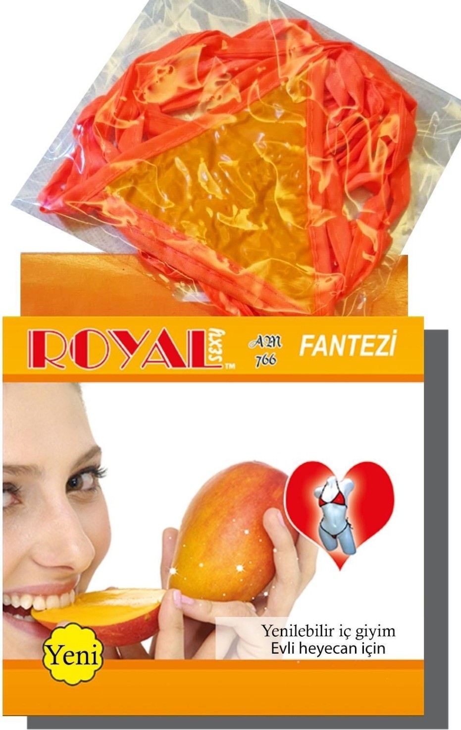 Marsilyan- Tüketilebilen Yenilebilir Mango Aromalı Iç Çamaşırı Takımı