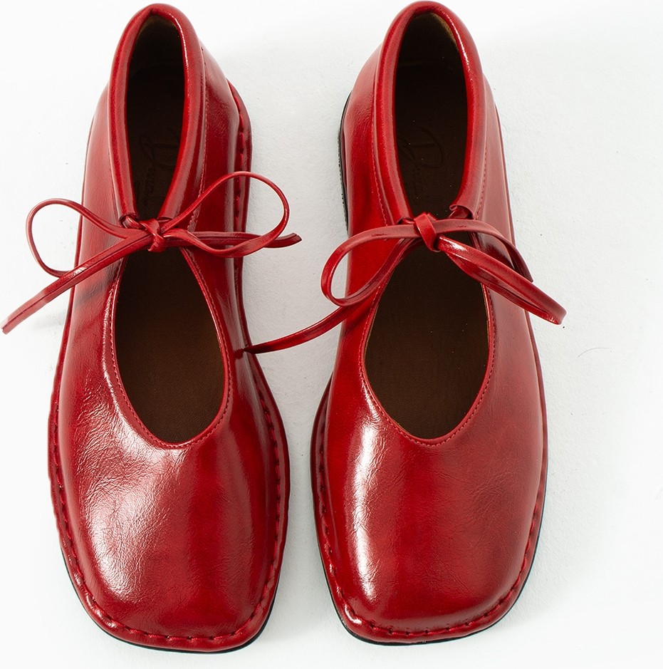 Duxal Shoes Brendon Düğüm Detaylı Konfor Hakiki Deri Içi Bağcıklı Kadın Babet Ayakkabı