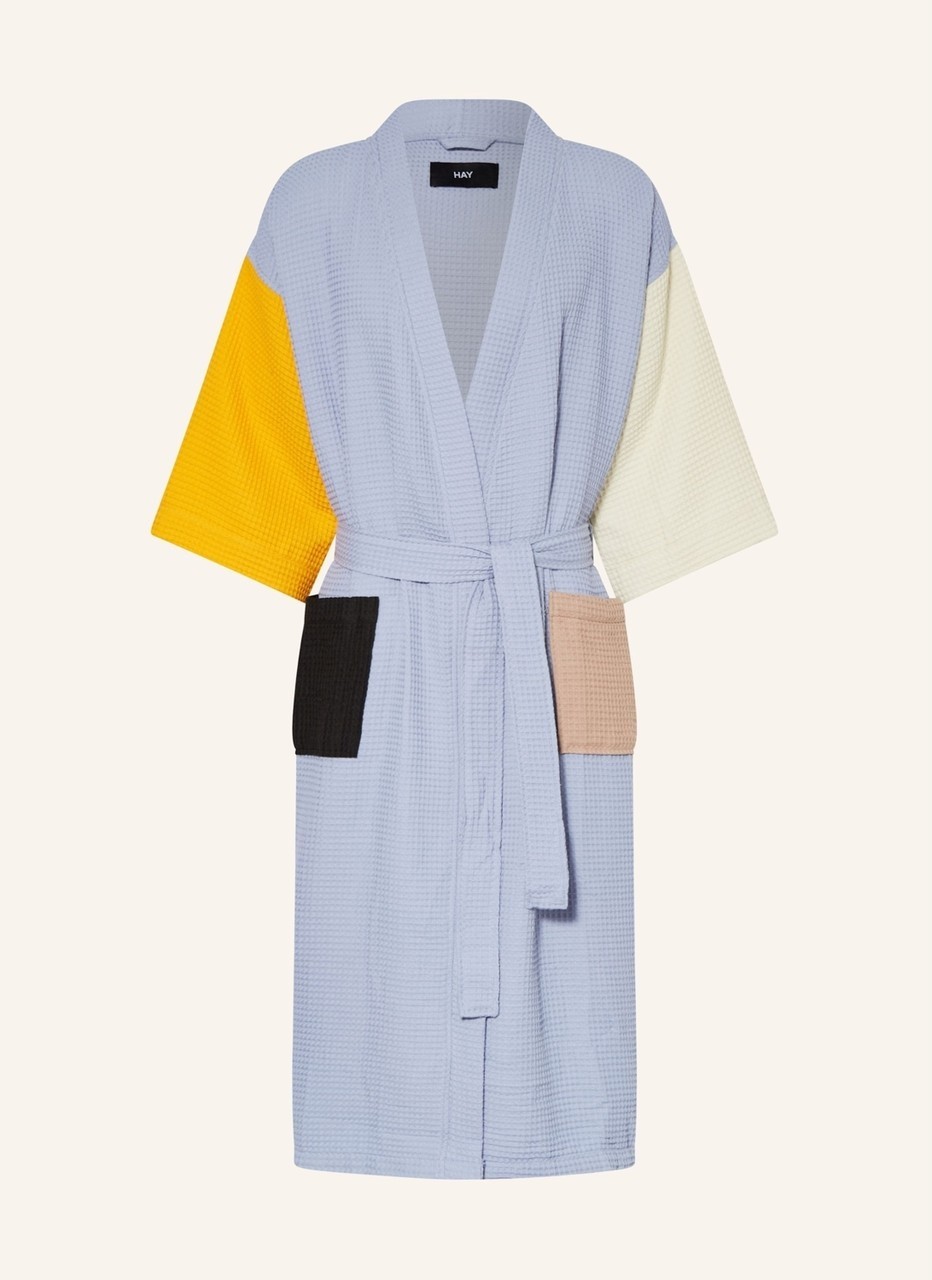 Hay Unisex Kimono, Renk Bloklu, Şal Yakalı, %60 Pamuk, 125 cm Uzunluk