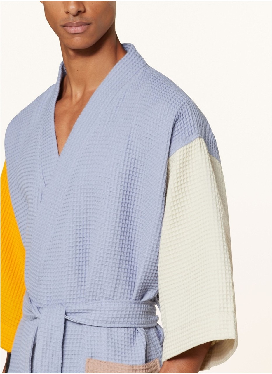 Hay Unisex Kimono, Renk Bloklu, Şal Yakalı, %60 Pamuk, 125 cm Uzunluk görsel 3