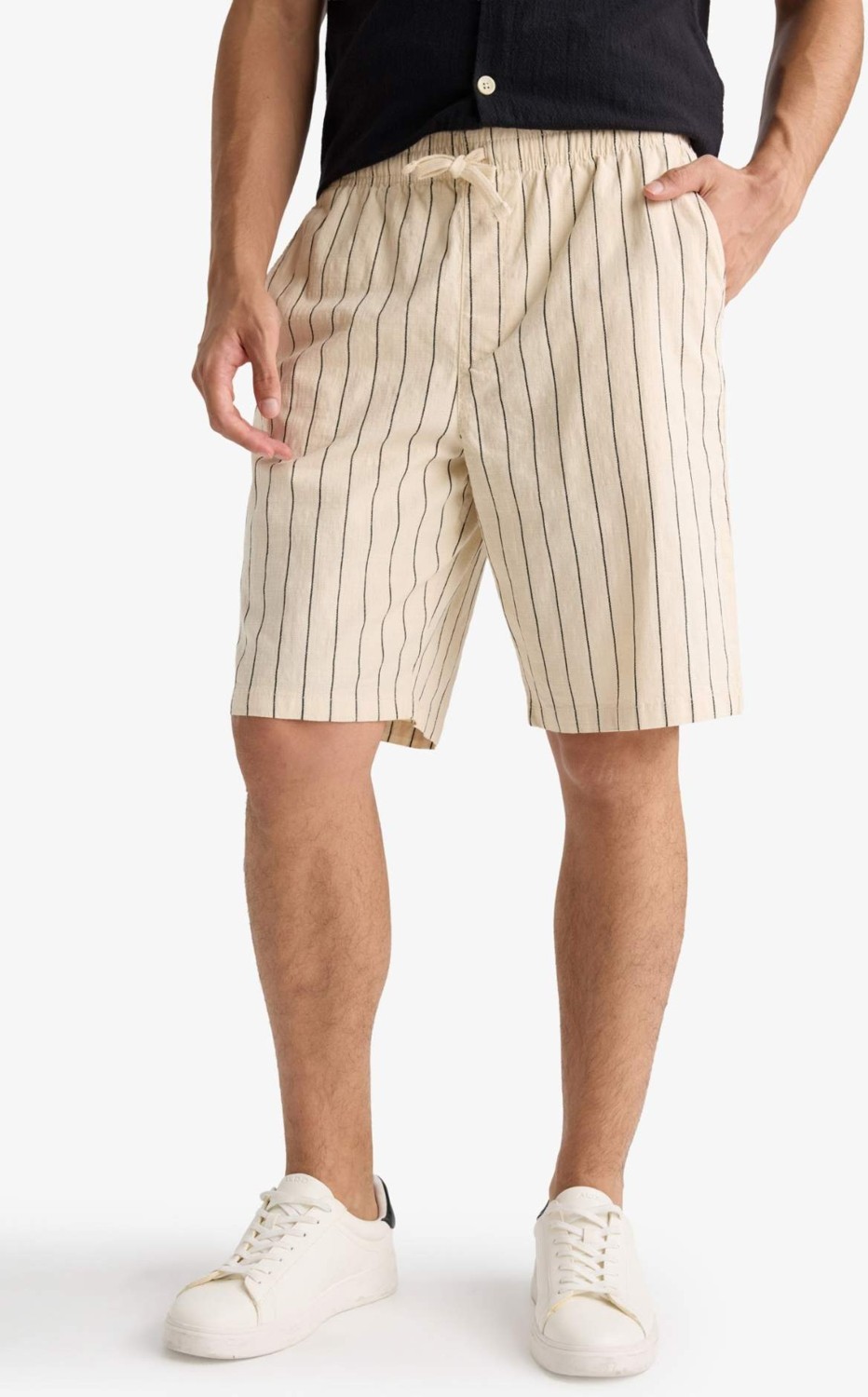 DeFacto Relax Fit Çizgili Bermuda Şort F6416AX25SM görsel 5