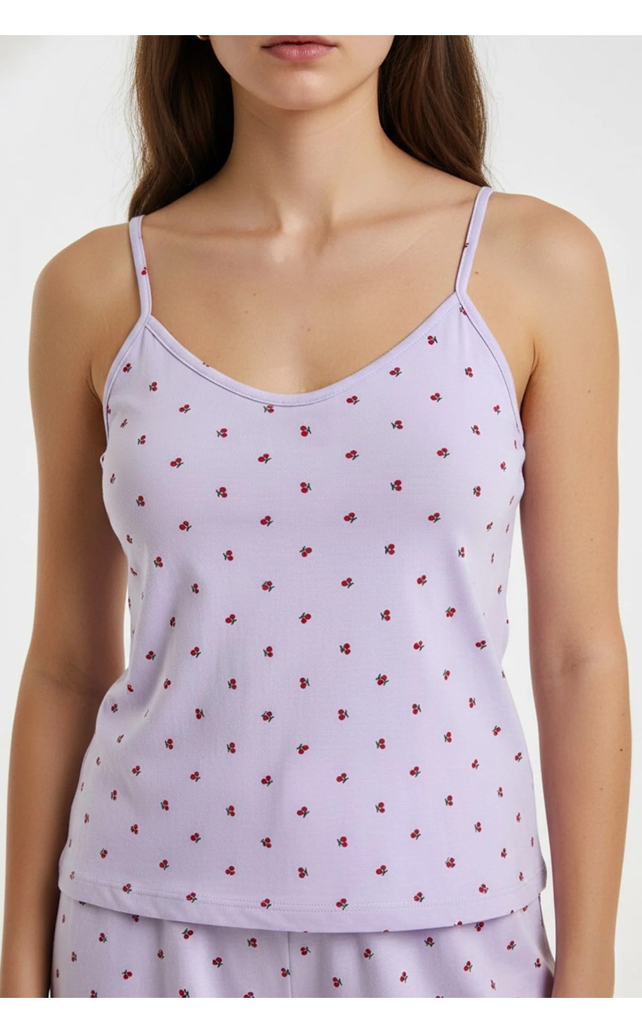 Kompedan Kadın Ip Askılı Yumuşak Dokulu Çiçek Desenli Şortlu Pijama Takım | Mint 70111-142 görsel 2
