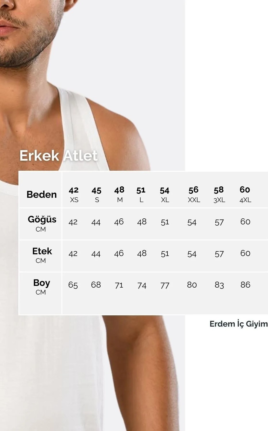 Erdem İç Giyim Erdem Beyaz Elastan Atlet 1116 görsel 3