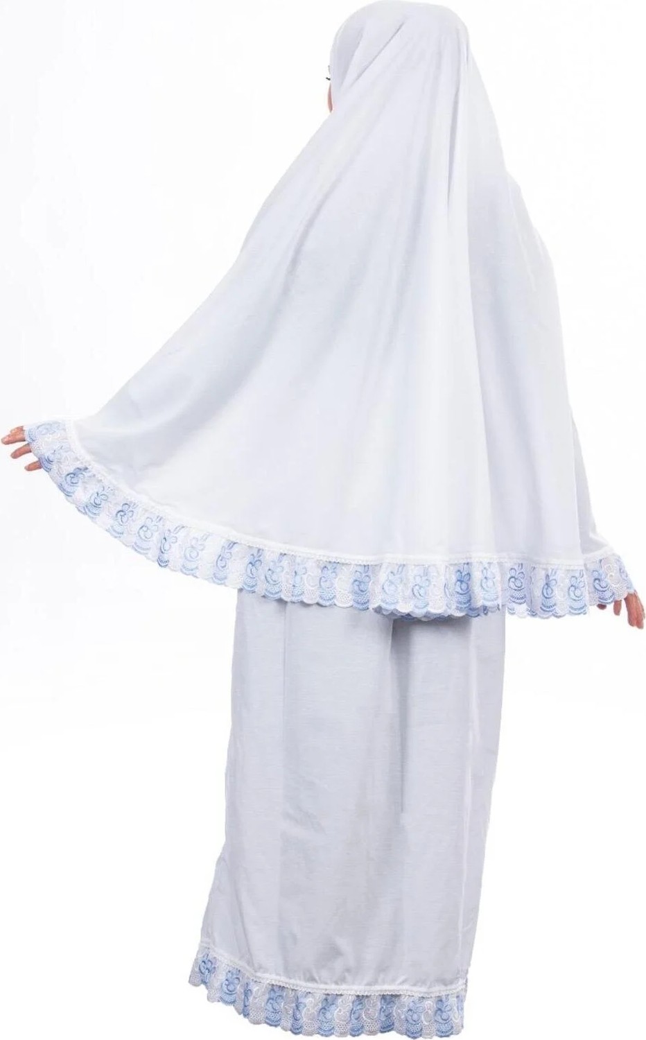 Flora Tekstil Dantelli Kadın Namaz Elbisesi - Iki Parça Poplin Kumaş Mevsimlik Terletmeyen - Rahat Kalıp görsel 2