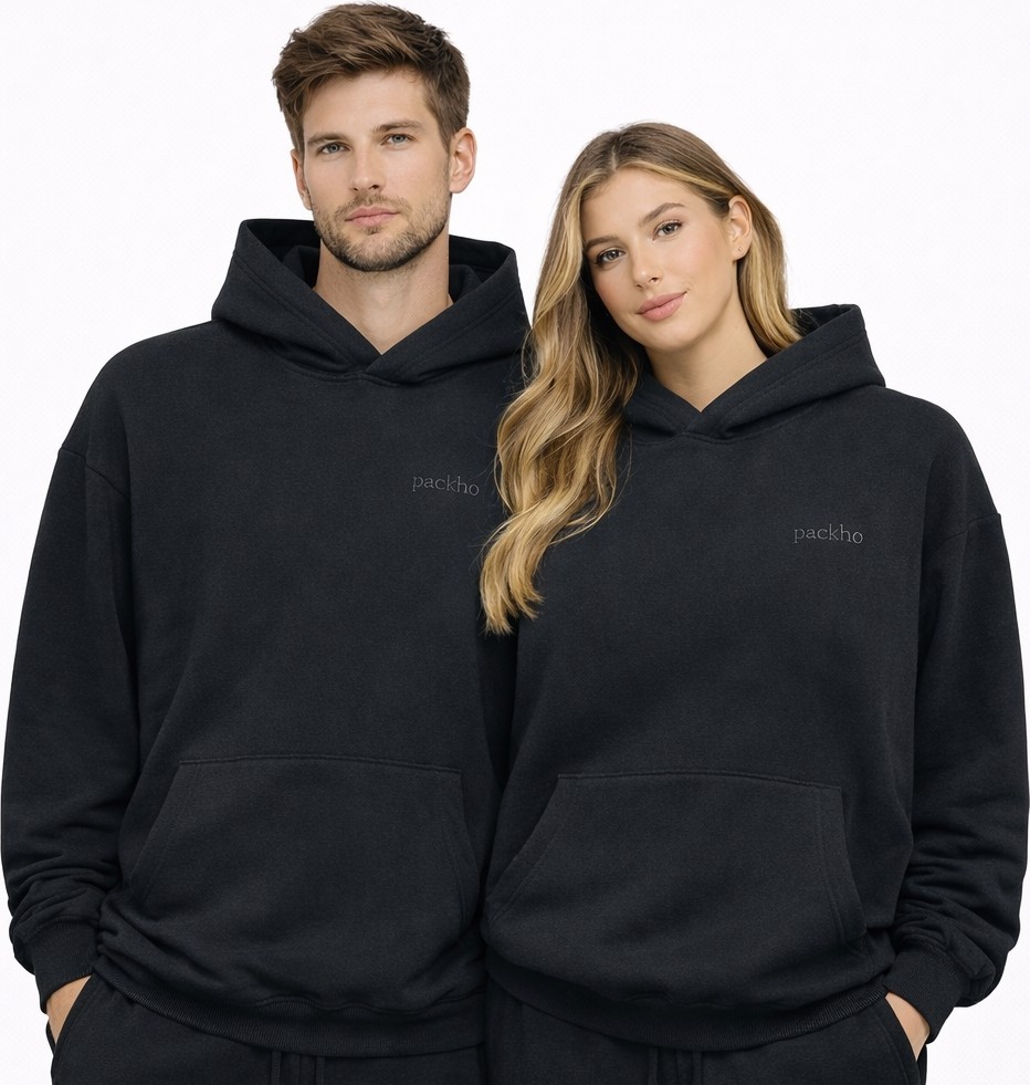 Packho Unisex Oversize Kapüşonlu Sweatshirt, Üç Iplik Şardonlu Kalın Hoodie (1 Adet Sweatshirt)