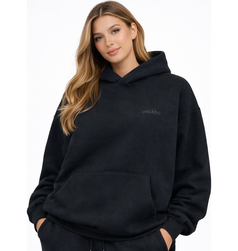 Packho Unisex Oversize Kapüşonlu Sweatshirt, Üç Iplik Şardonlu Kalın Hoodie (1 Adet Sweatshirt) görsel 2
