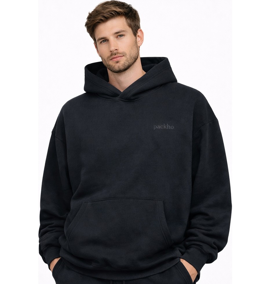 Packho Unisex Oversize Kapüşonlu Sweatshirt, Üç Iplik Şardonlu Kalın Hoodie (1 Adet Sweatshirt) görsel 3