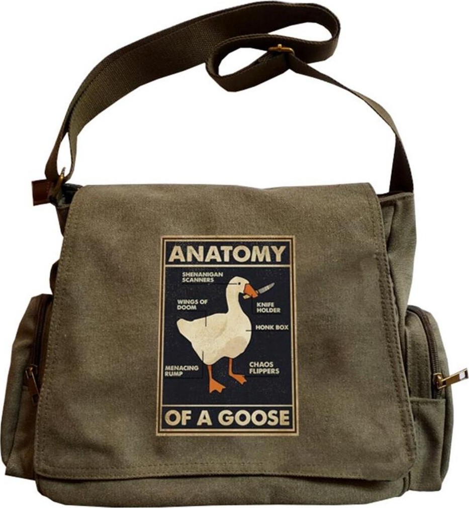 Touz Moda Day Light Duck Anatomy Baskılı Unisex Yeşil Postacı Çantası