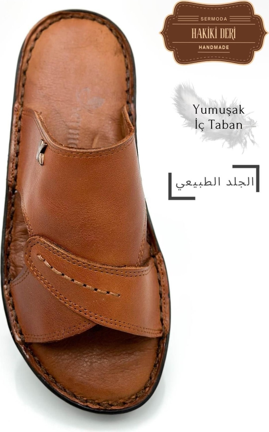 Sermoda Erkek Terlik Hafif Terlik Deri 3D Taba 1