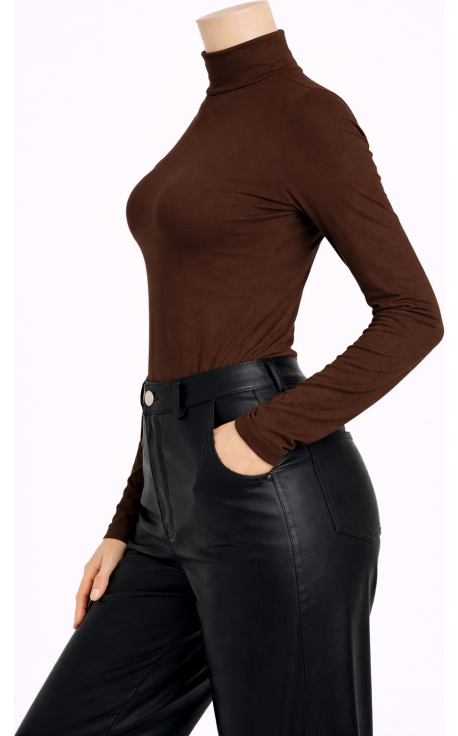 Belpa Kadın Bordo Uzun Kollu Body Tekli görsel 5
