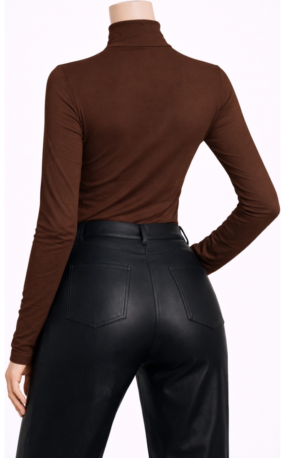 Belpa Kadın Bordo Uzun Kollu Body Tekli görsel 6