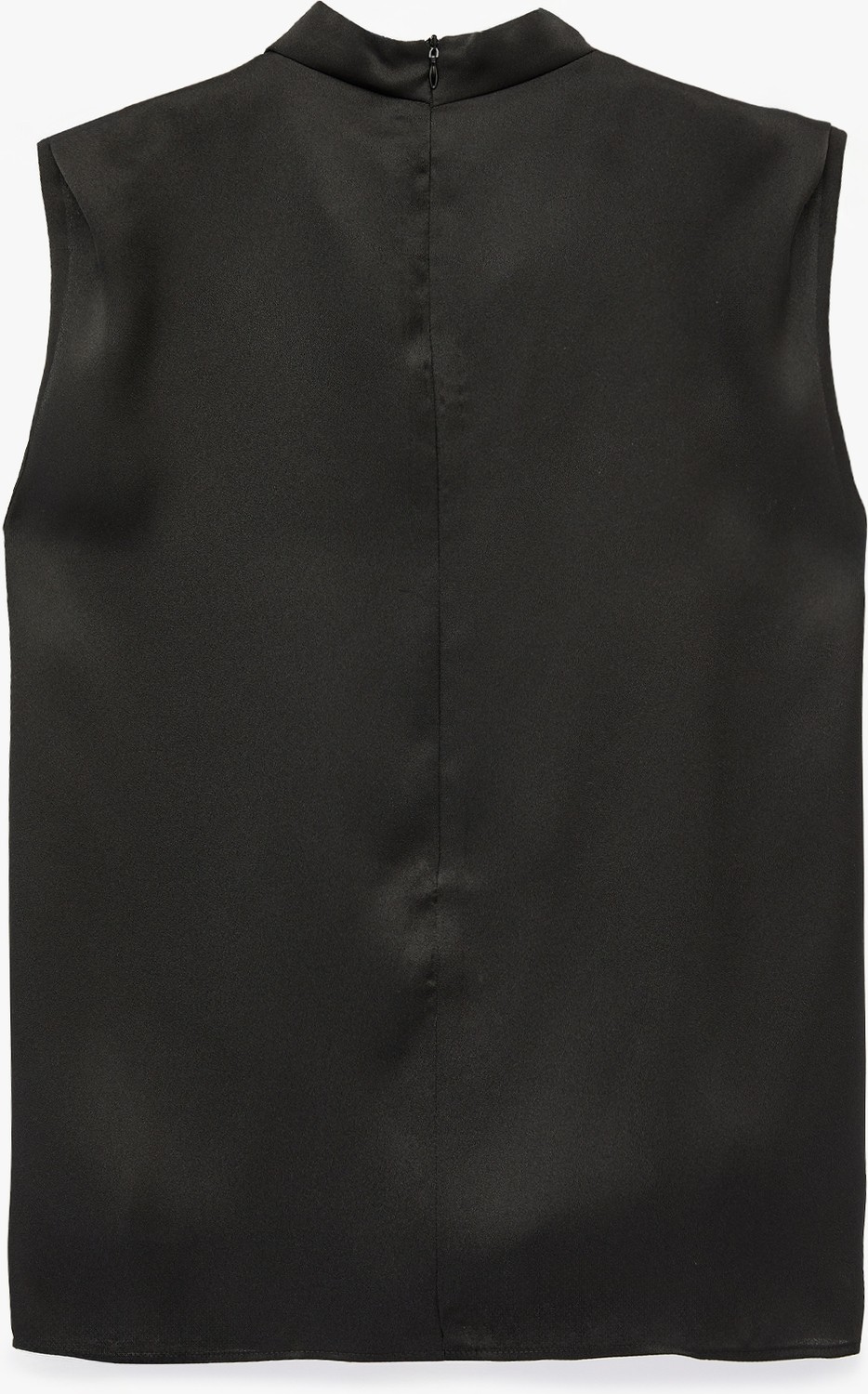 Koton Dik Yaka Kolsuz Drape Detaylı Saten Bluz