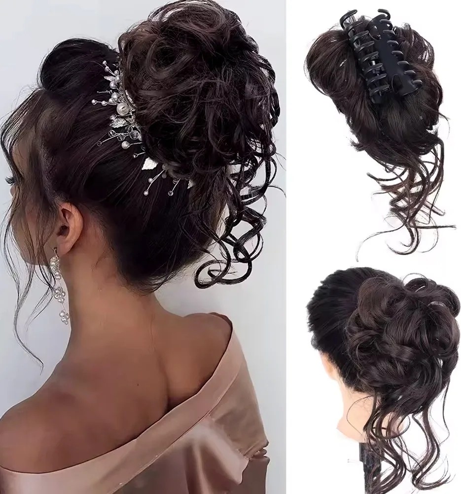Uravas Store Tokalı Kuyruklu Dağınık Topuz / Kahve