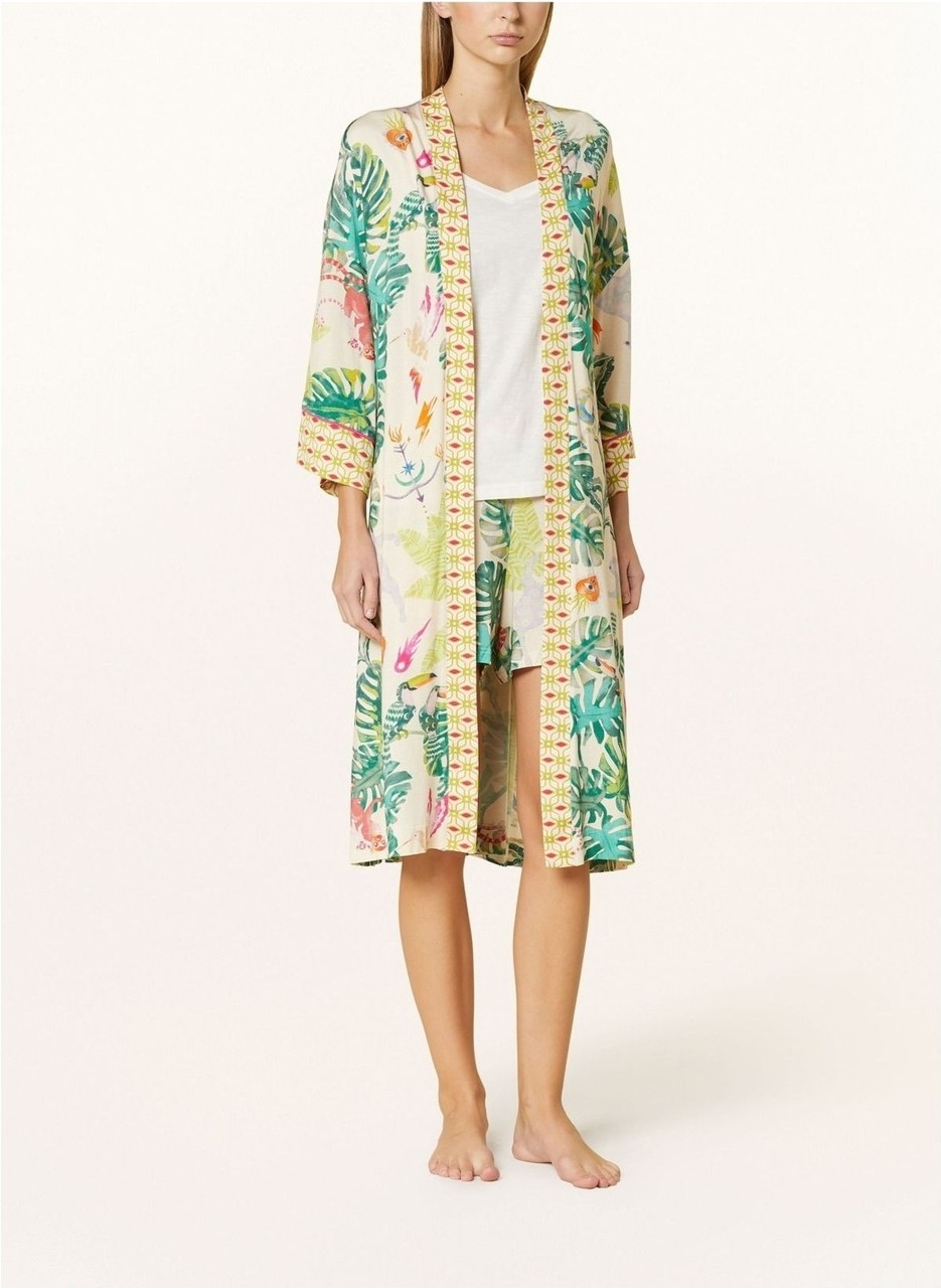 Mey Mystic Jungle Kadın Kimono, Modal Karışımlı Jersey, Desenli, Kontrast Borulu, Şal Yaka görsel 6