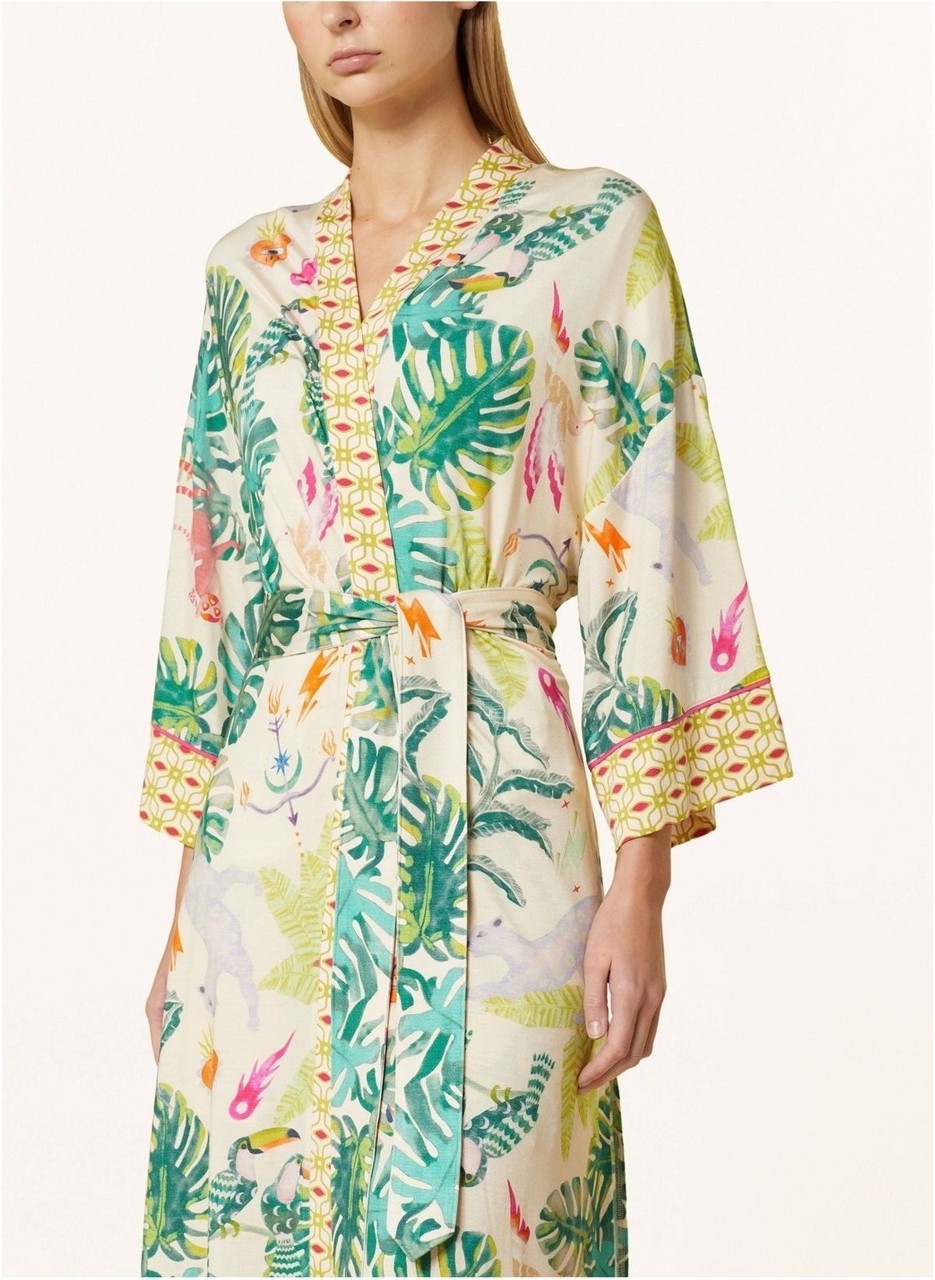 Mey Mystic Jungle Kadın Kimono, Modal Karışımlı Jersey, Desenli, Kontrast Borulu, Şal Yaka görsel 7