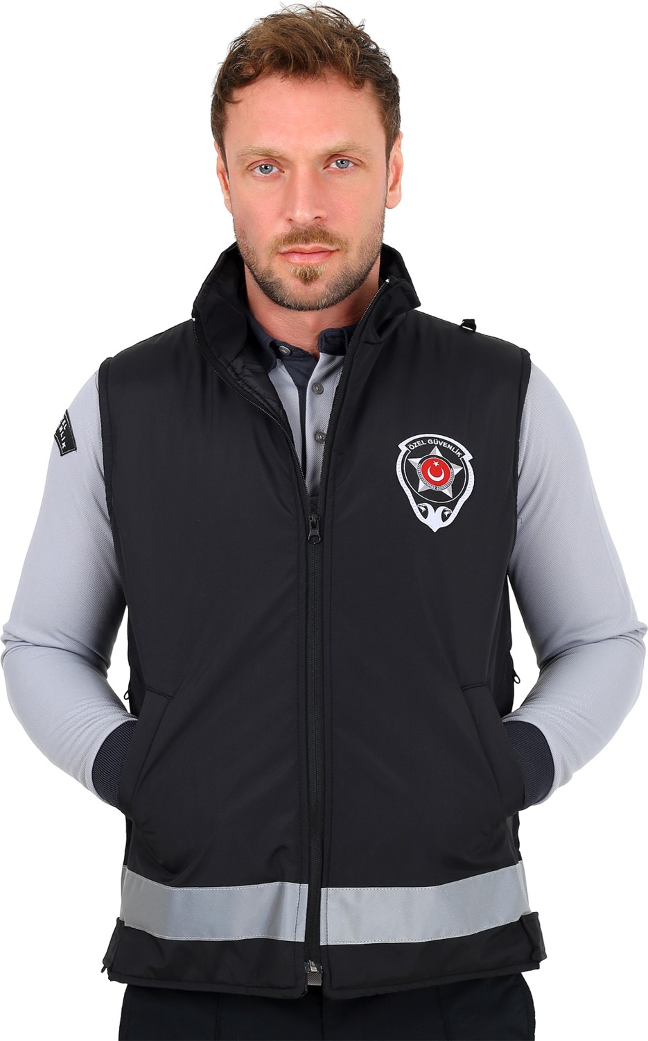 Moda Canel Yeni Tip Güvenlik Erkek Kışlık Içi Kapitoneli Siyah Yelek (Armalı, Baskılı)