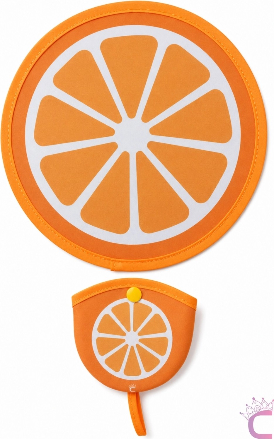 Cinderella Portakal Desen Katlanabilir Yuvarlak Yelpaze Çıtçıt Çantalı Taşınabilir Mini Kore El Yelpazesi 20CM