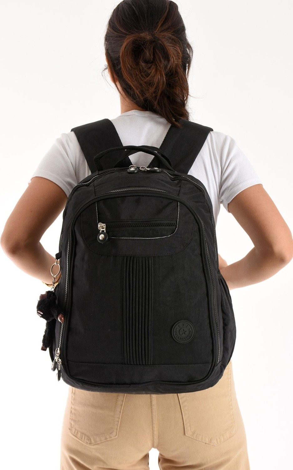 571 Collections Çanta Ultra Hafif Orta Boy Sırt Çantası Çok Cepli Siyah (Model: 571-3P) görsel 3