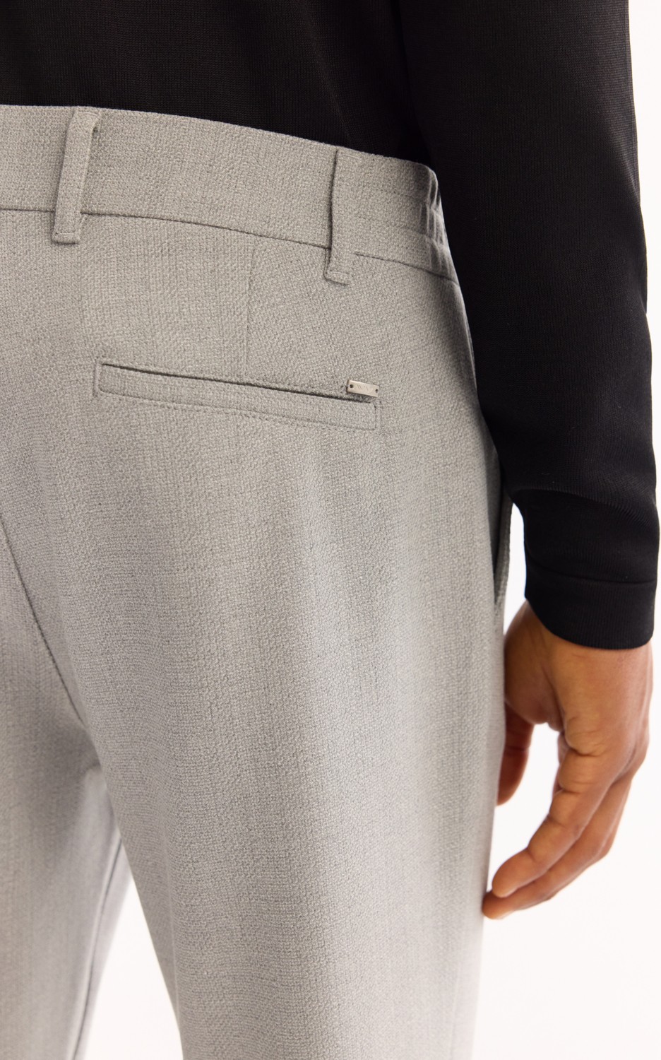 AVVA Erkek Açık Gri Yanı Lastikli Kolay Ütülenen Slim Fit Pantolon A52Y3040 görsel 6