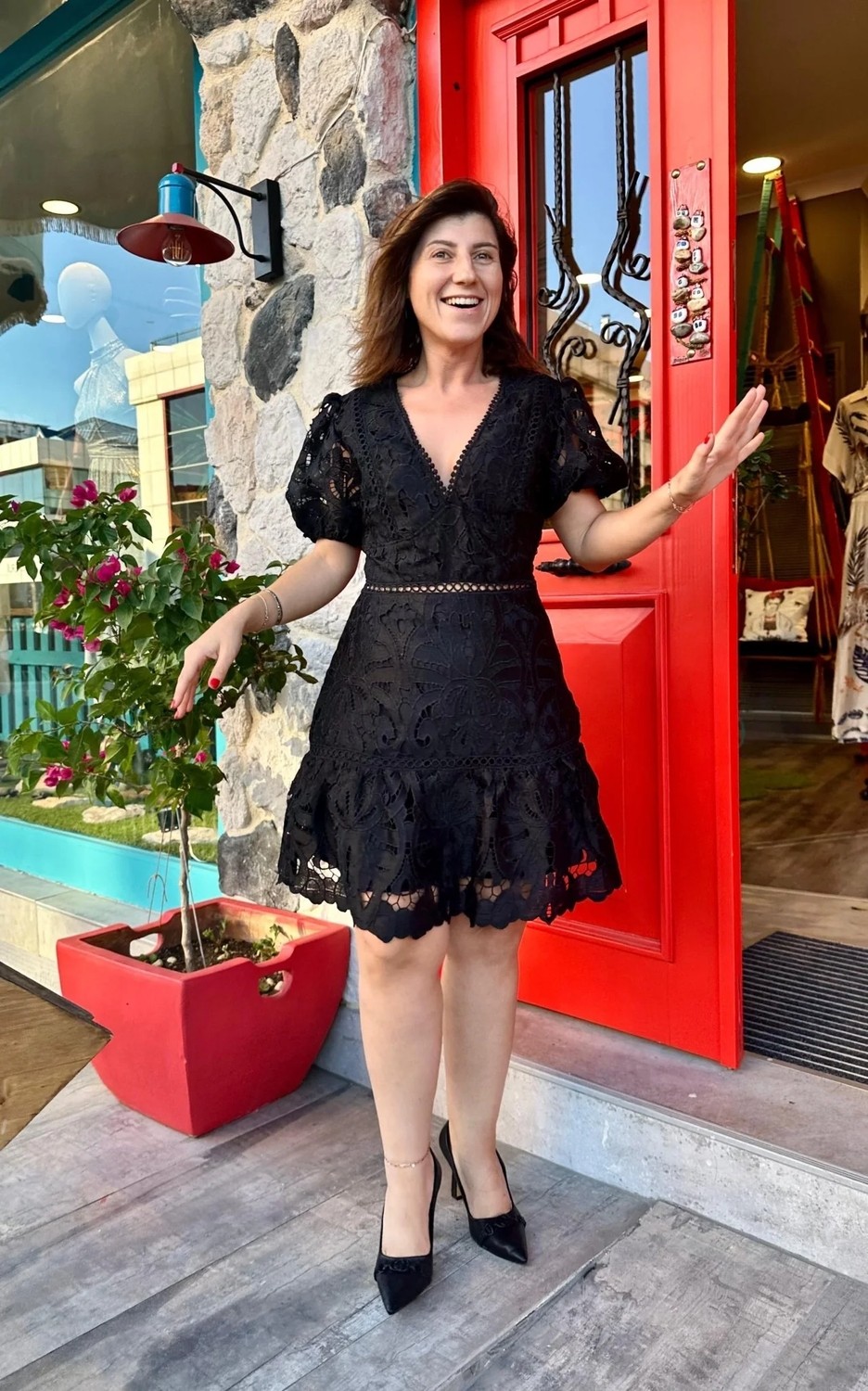 Yılday Gür Butik Güpürlü Dantel Işlemeli Elbise görsel 2