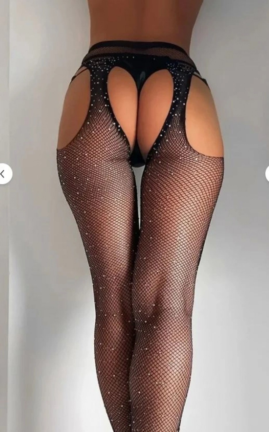 Pileli Store Taşlı Ağ Kısmı Açık Vücut Çorabı