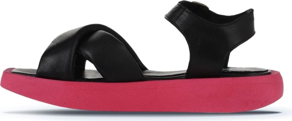 Bueno Shoes Siyah Fuşya Deri Kadın Düz Sandalet 01WY1009 01WY1009 görsel 4