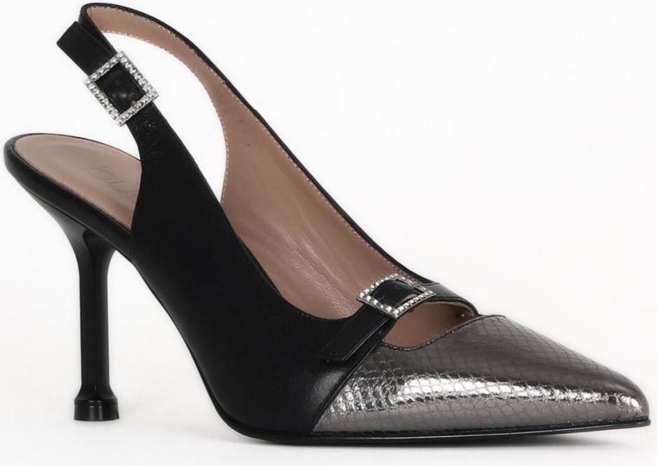 Bueno Shoes Siyah Deri-Çelik Yılan Kadın Topuklu Ayakkabı 33WG7588 33WG7588 görsel 2