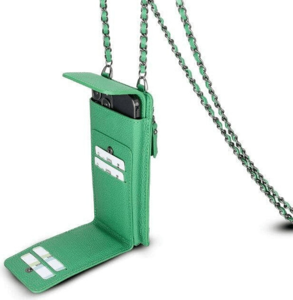BloominBag City Muse Deri Celadon Mist Çapraz Askılı Telefon Cüzdan görsel 7