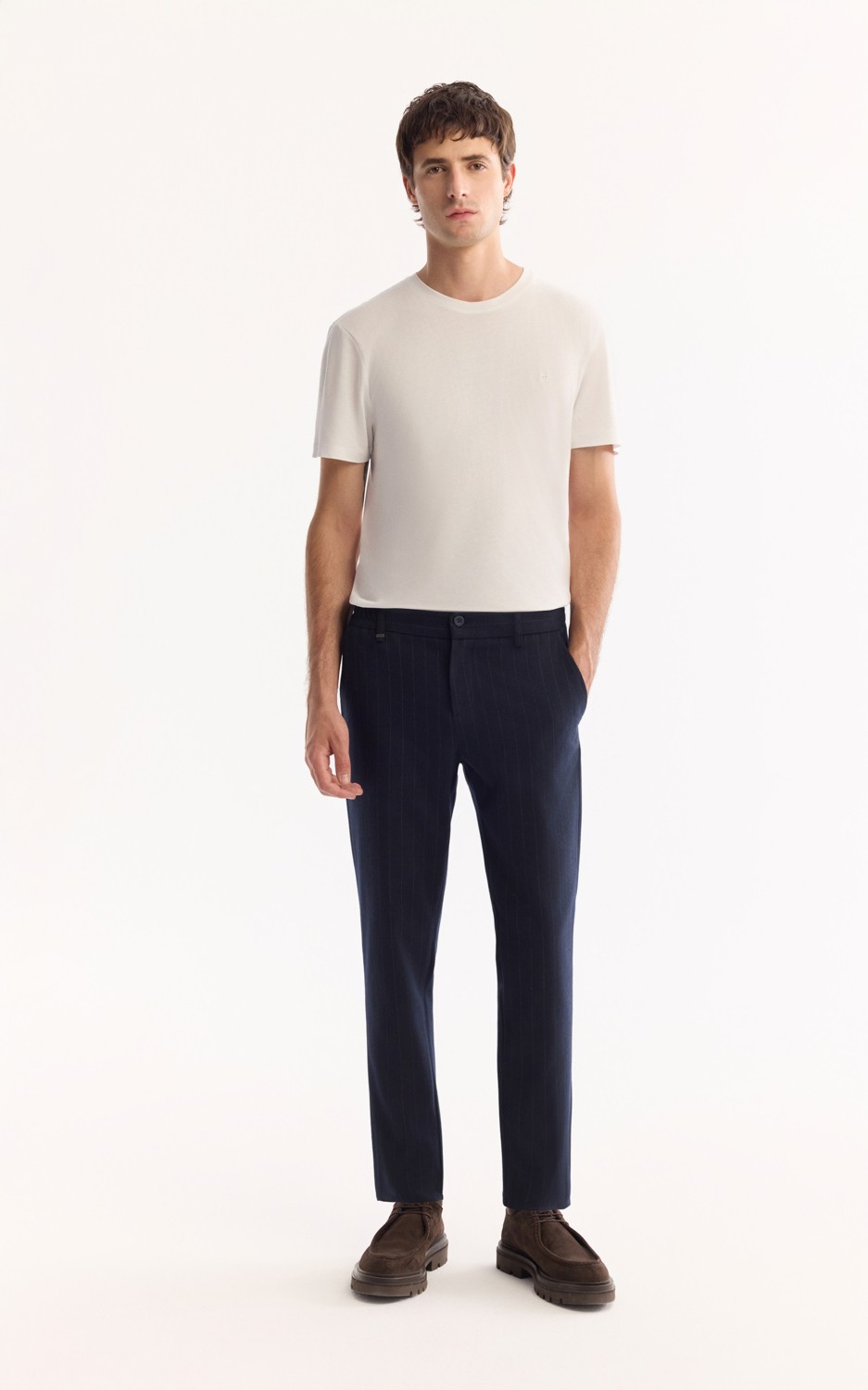 AVVA Erkek Antrasit Viskon Karışımlı Kolay Ütülenen Çizgili Slim Fit Pantolon A52Y3006