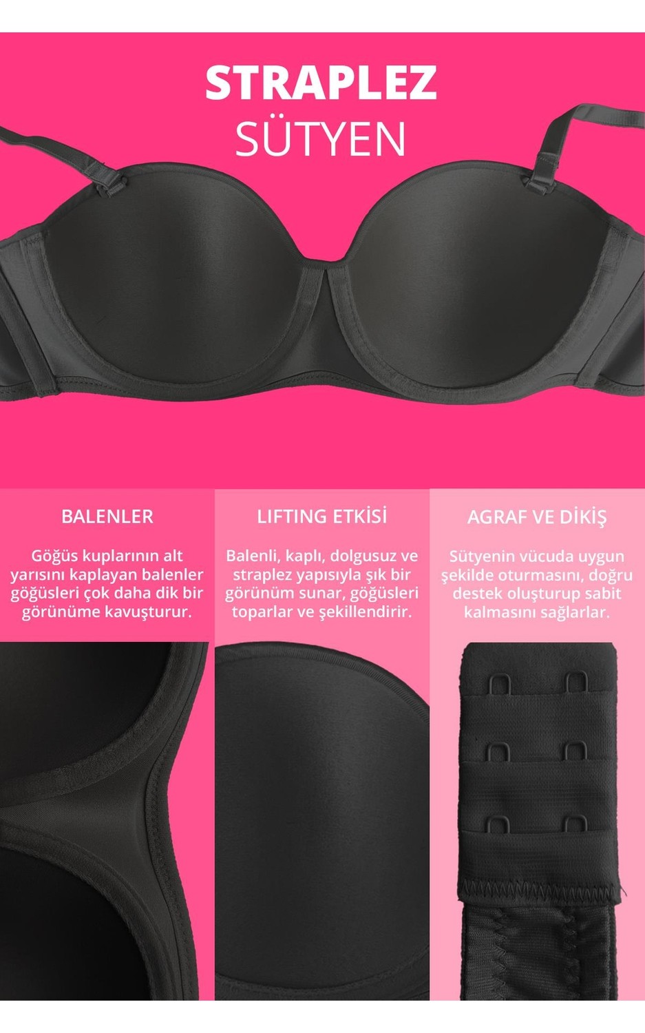 Cottonhill Beauty Balenli Toparlayıcı Dolgusuz Straplez Sütyen 2'li Paket Çok Renkli Sabit Kaplı Konforlu Tasarım görsel 2