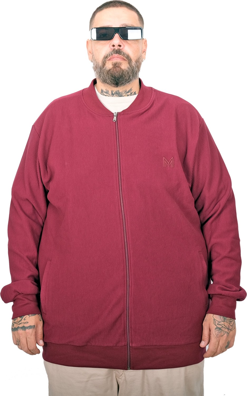 Mode Xl Büyük Beden Hırka Fermuarlı U25824 Bordo görsel 6