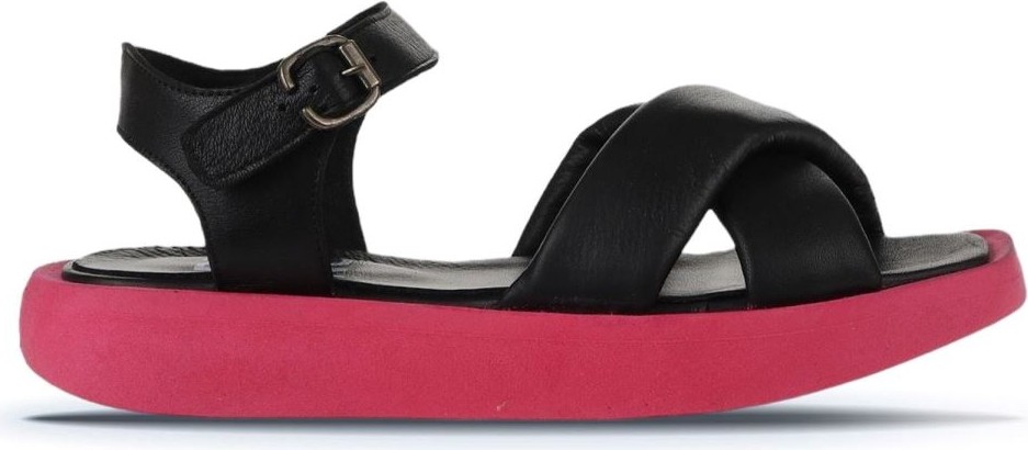 Bueno Shoes Siyah Fuşya Deri Kadın Düz Sandalet 01WY1009 01WY1009 görsel 2