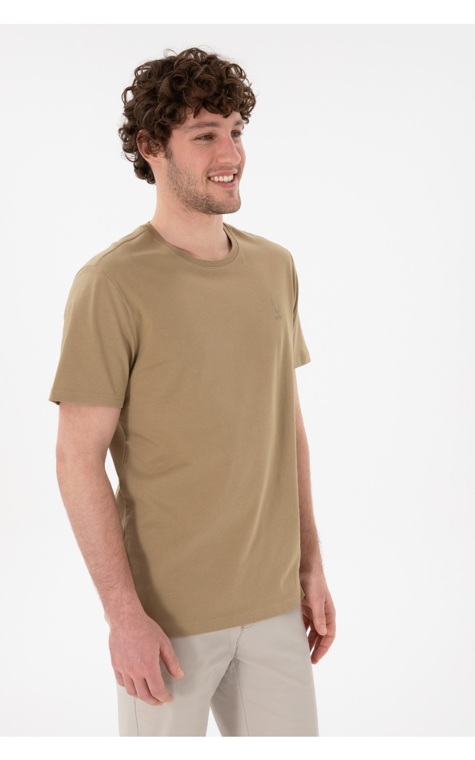 U.S. Polo Assn. Erkek Regular Fit Bisiklet Yaka Taş Basic Tişört 50305924-VR049 görsel 2