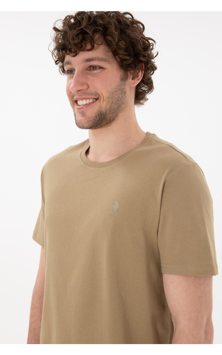 U.S. Polo Assn. Erkek Regular Fit Bisiklet Yaka Taş Basic Tişört 50305924-VR049 görsel 3
