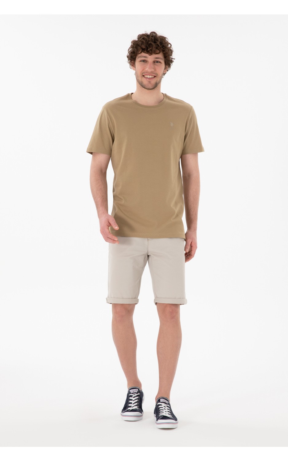 U.S. Polo Assn. Erkek Regular Fit Bisiklet Yaka Taş Basic Tişört 50305924-VR049 görsel 5