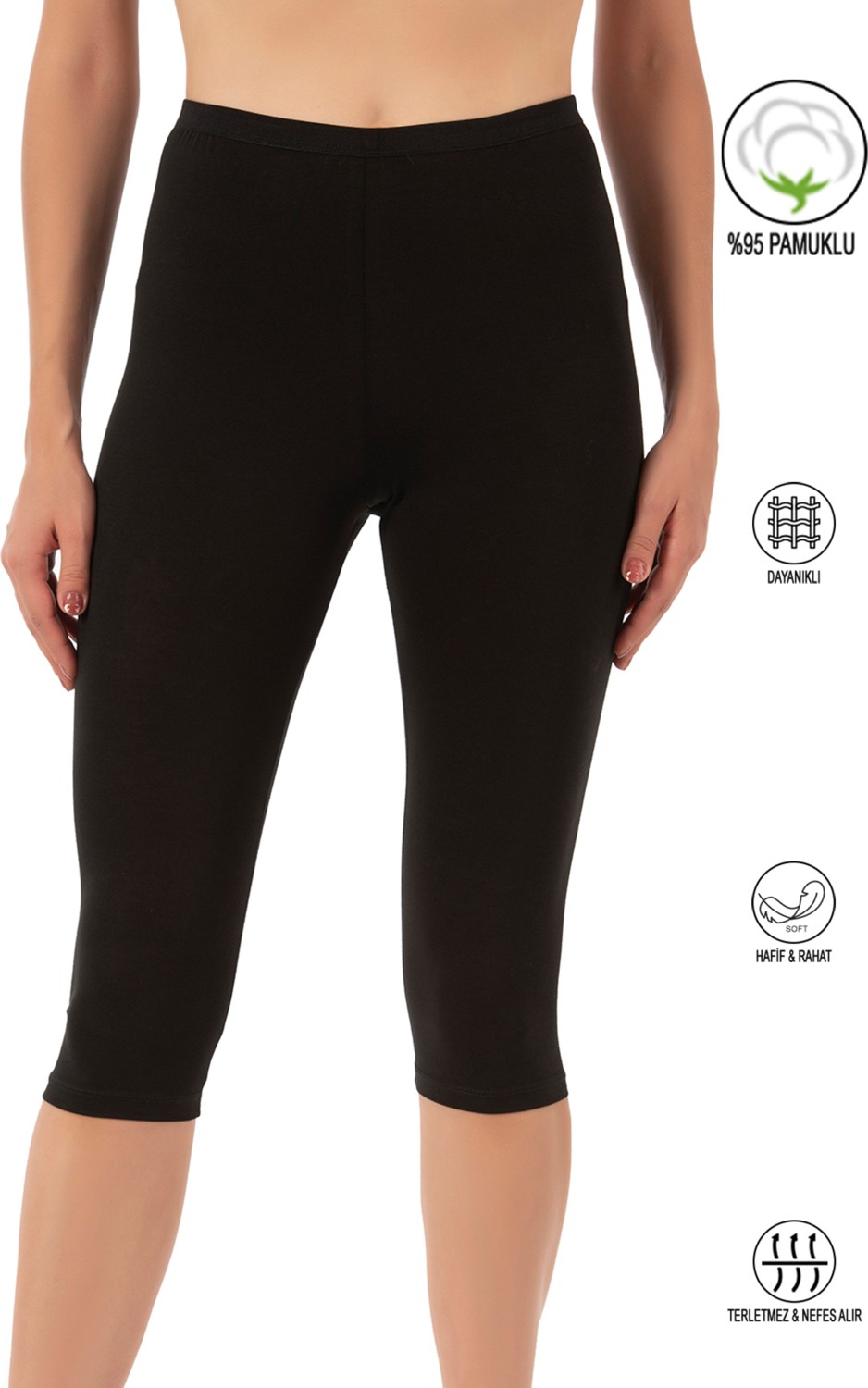 Özkan Underwear 0458 Kadın Pamuklu Likralı Süprem Kapri Tayt