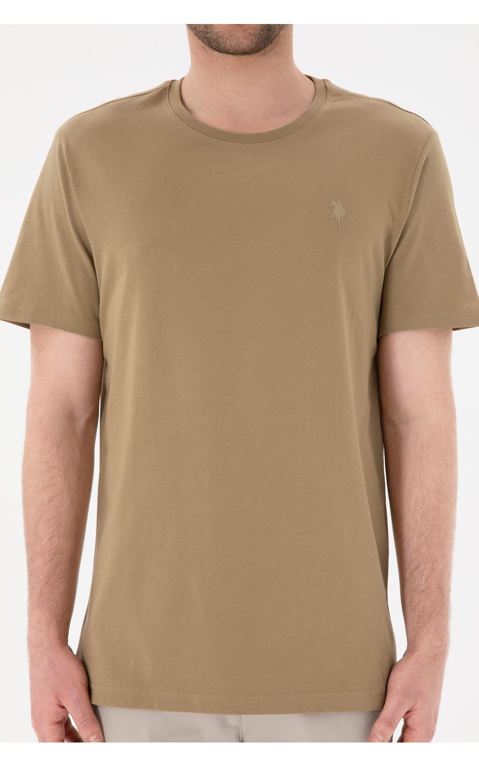 U.S. Polo Assn. Erkek Regular Fit Bisiklet Yaka Taş Basic Tişört 50305924-VR049 görsel 7