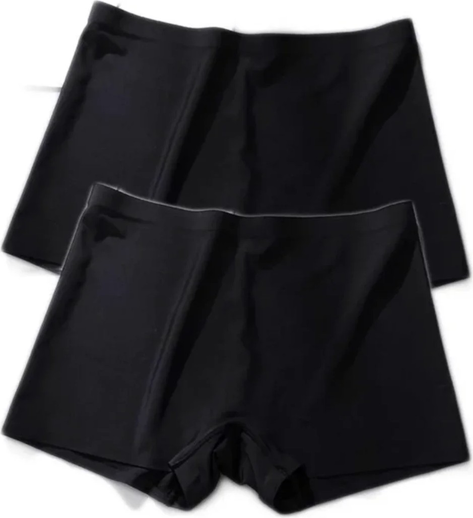 2 Adet Kadın Dikişsiz Görünmez Iz Yapmaz Mini Şort Boxer Siyah görsel 2