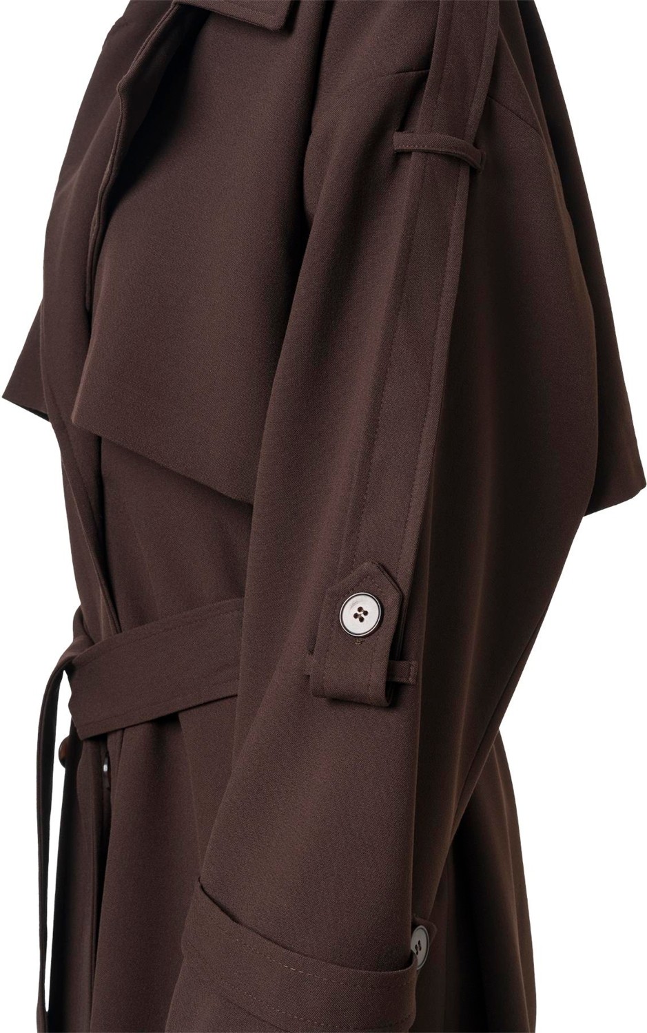 Facette Kadın Oversize Acı Kahve Trençkot Ceket Yaka %100 Polyester Rüzgarlıklı ve Apoletli Model görsel 8