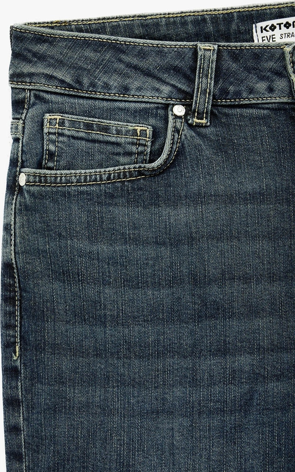 Koton Straight Fit Mavi Kadın Jean Pantolon 6SAL40060MD görsel 6