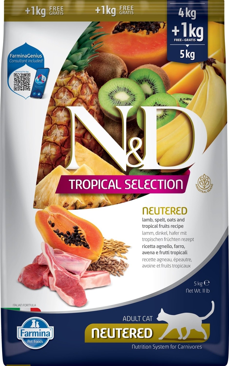 Aesco Nd N&d Tropical Selection Kuzu Etli ve Tropikal Meyveli Kısırlaştırılmış Kedi Maması 4+1 kg