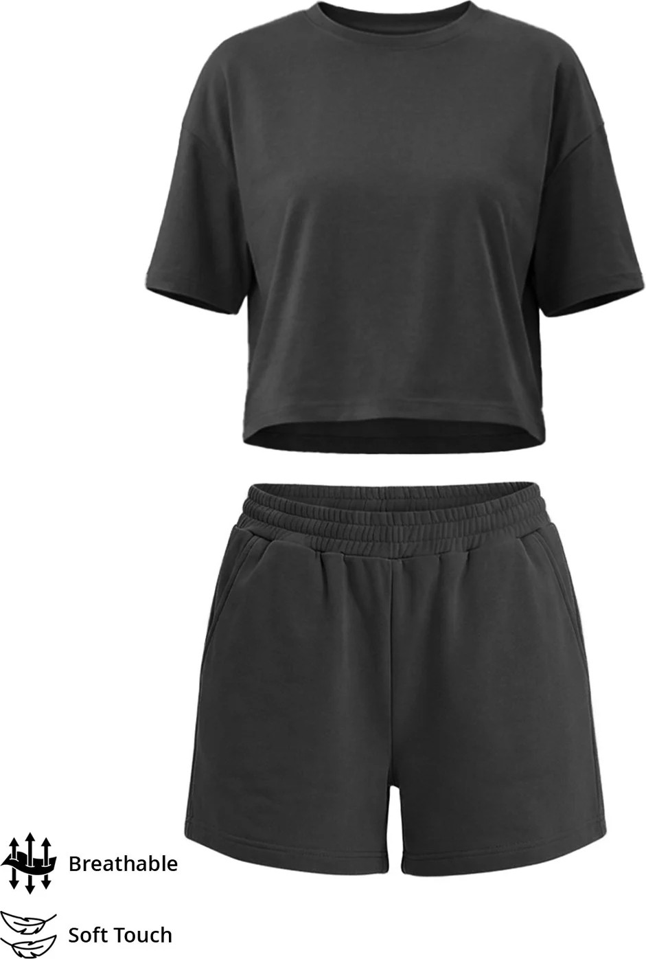 Cottonhill Premium - Sway Collection | Kahverengi Modal Şortlu Kadın Eşofman Takımı görsel 6