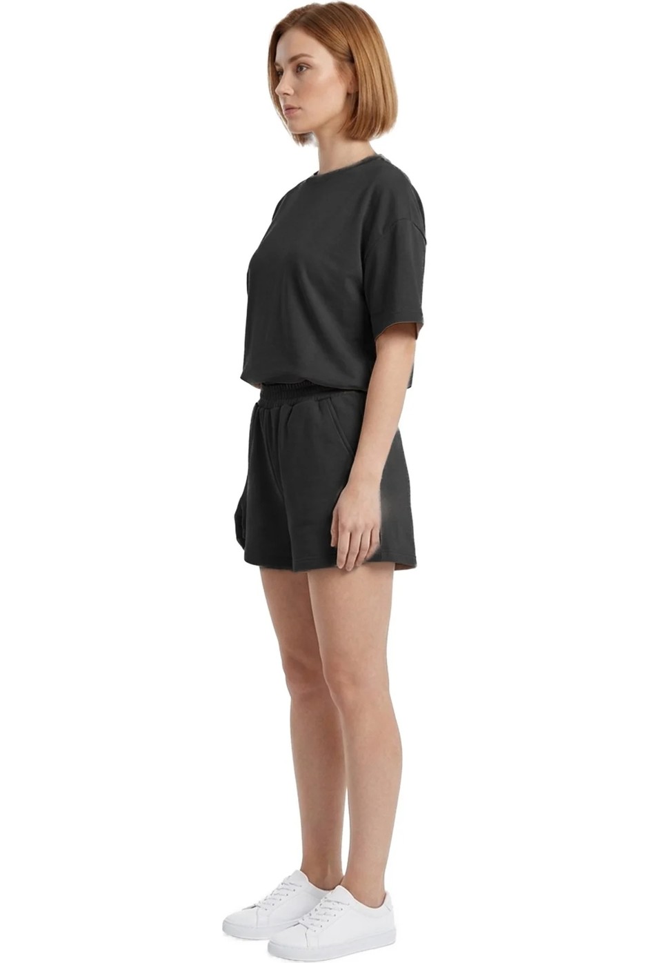 Cottonhill Premium - Sway Collection | Kahverengi Modal Şortlu Kadın Eşofman Takımı görsel 8