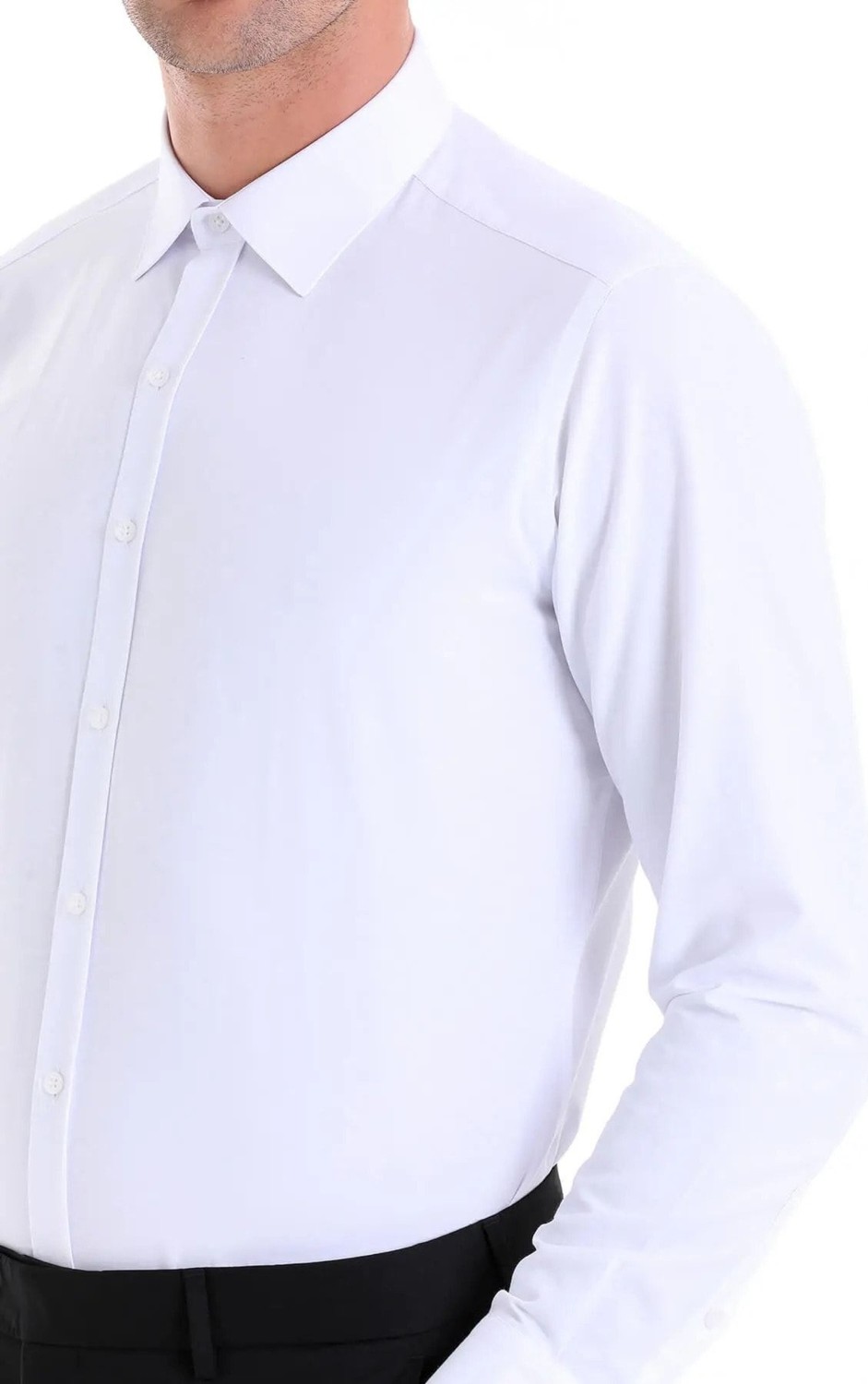 Hatemoğlu Erkek Beyaz Slim Fit Pamuklu Uzun Kollu Gömlek görsel 5