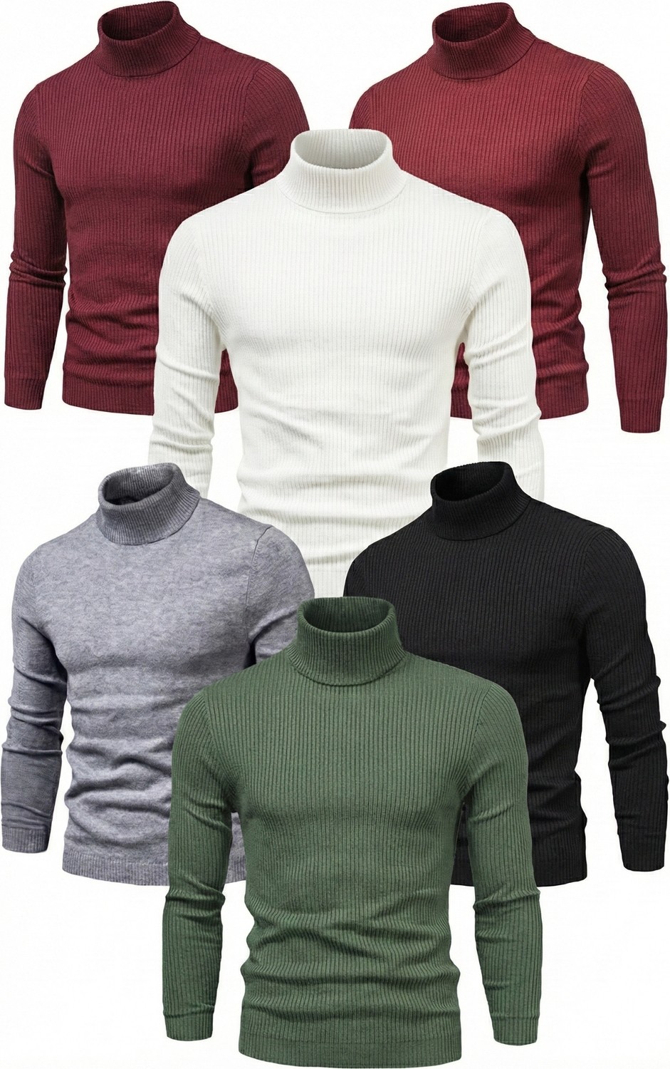 MidasTech 6'lı Siyah, Beyaz, Bordo, Gri, Haki Kaşkorse Boğazlı Full Likralı Fitilli Body Kazak