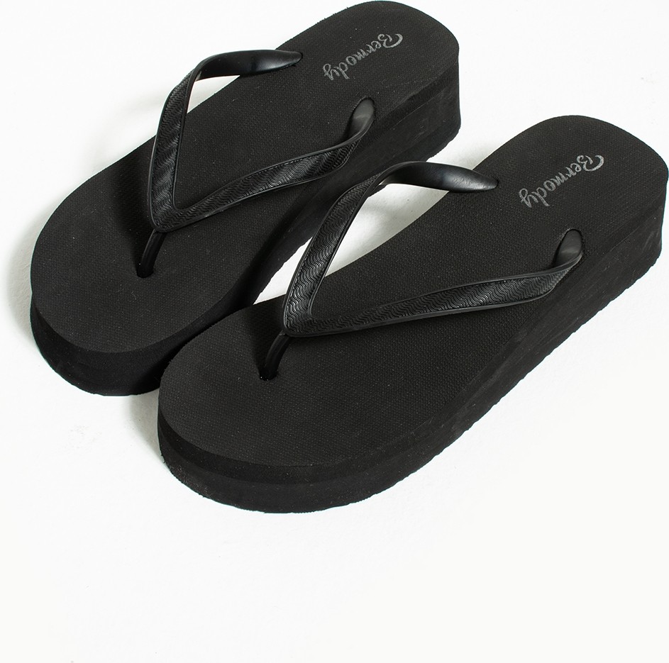 Bermody Pamela Siyah Kadın Platform (4,5cm) Parmak Arası Pvc Acıtmaz Havuz Plaj Terlik Flip Flop Deniz Eva görsel 8